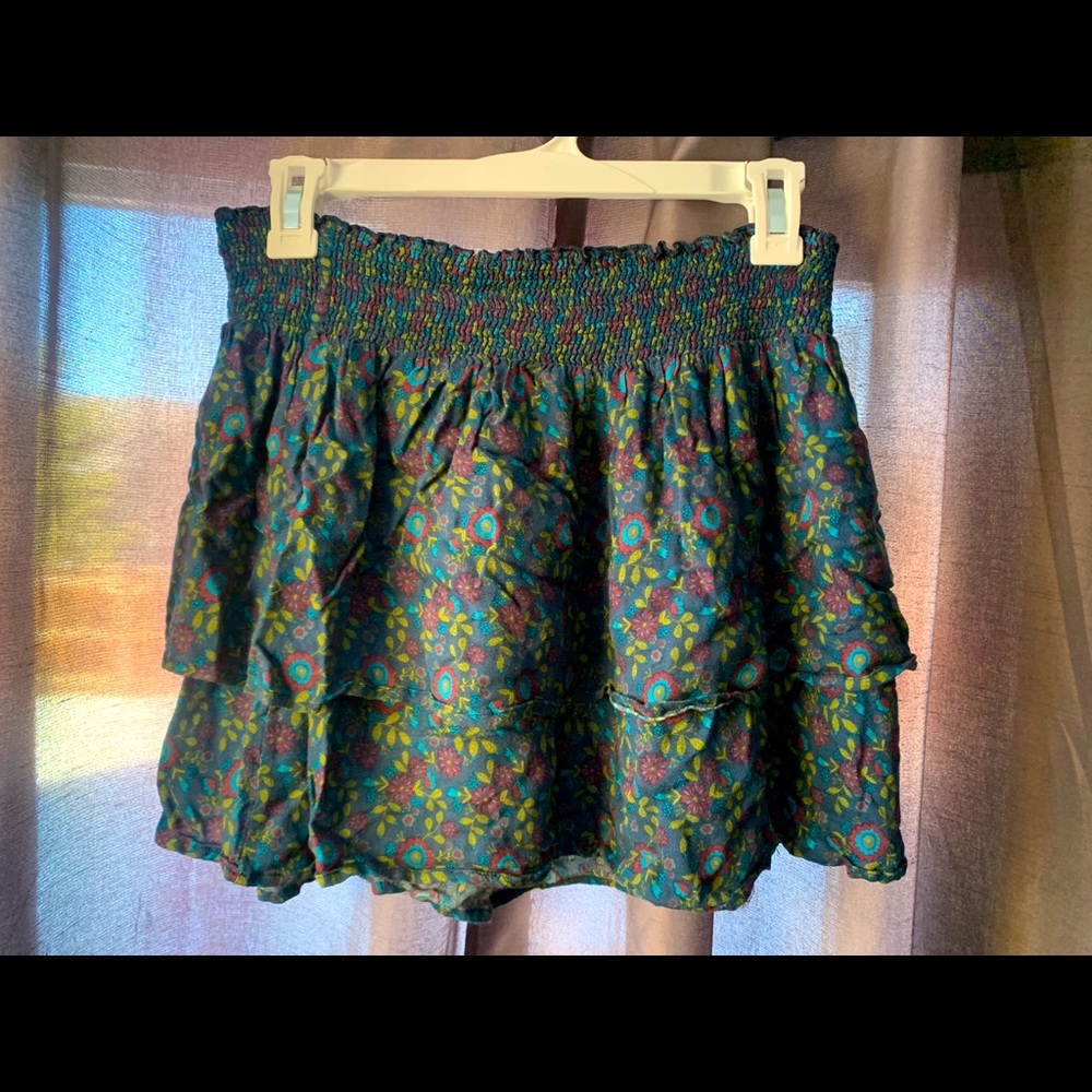 Floral flowy layered summer skirt